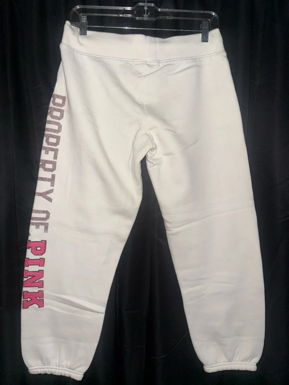 Victoria's Secret PINK White Women’s Joggers with Side Script - Picture 2 of 3